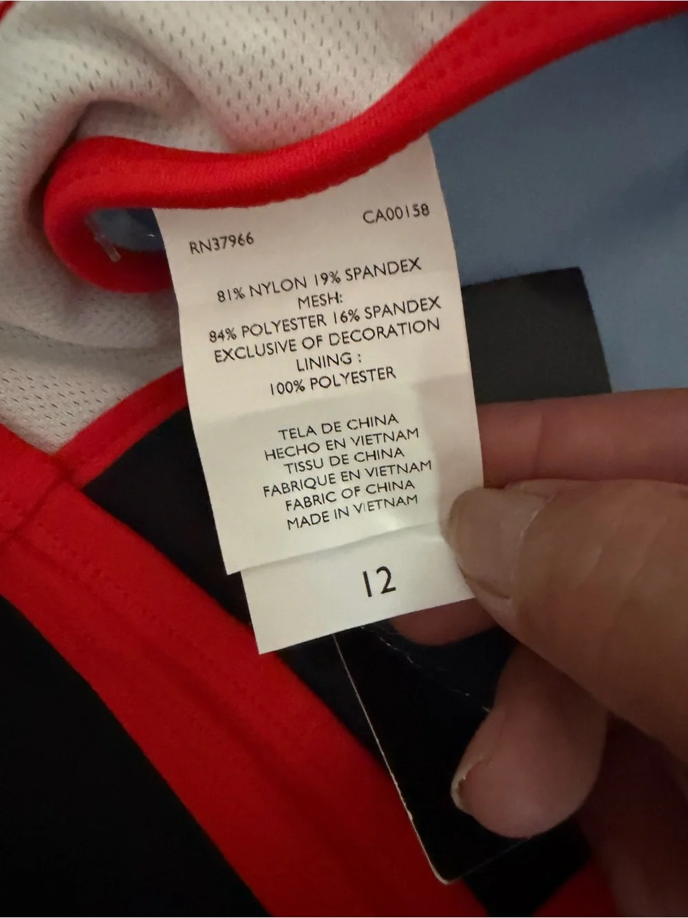 Nike Black Red White Tankini Swim Top with Yellow Swoosh New